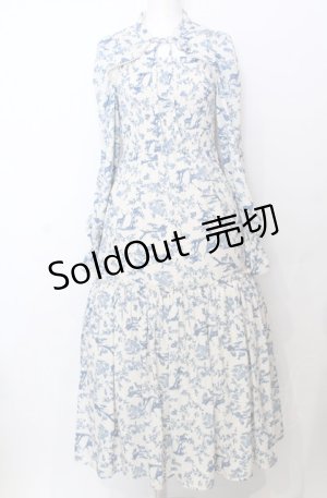 画像: axes femme POETIQUE / トワルドジュイ風柄ワンピース  オフ×ブルー O-25-07-23-052-AX-OP-IG-OS