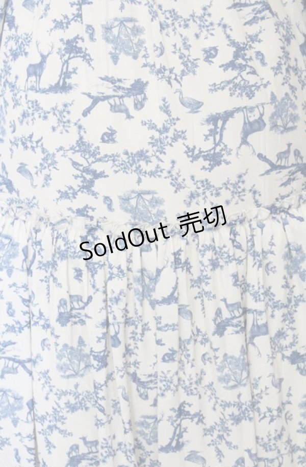 画像2: axes femme POETIQUE / トワルドジュイ風柄ワンピース  オフ×ブルー O-25-07-23-052-AX-OP-IG-OS (2)