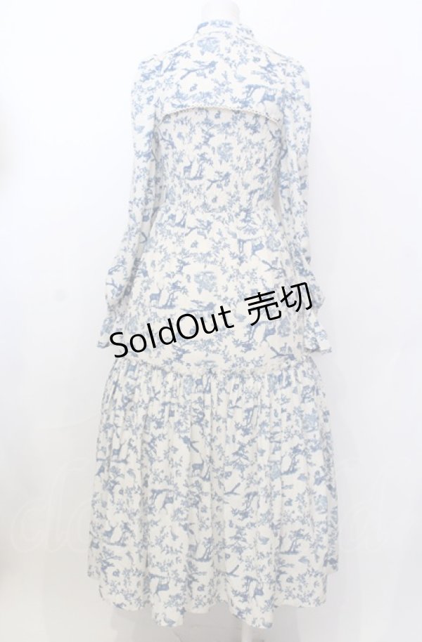 画像4: axes femme POETIQUE / トワルドジュイ風柄ワンピース  オフ×ブルー O-25-07-23-052-AX-OP-IG-OS (4)