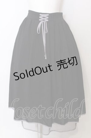 画像: axes femme POETIQUE / リボン花柄バックフリルスカート  クロ O-25-07-23-053-AX-SK-IG-OS