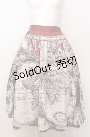 画像: axes femme NOSTALGIE / ヴィンテージマップ柄 スカート  アカ系 O-25-07-23-055-AX-SK-IG-OS