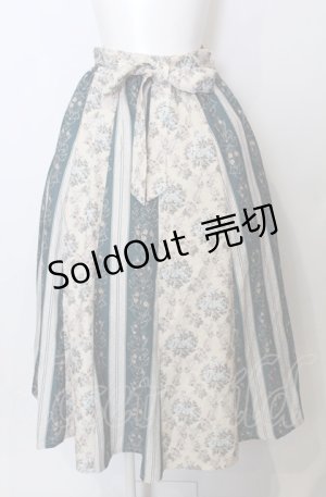 画像: axes femme / オーナメント×花柄切替スカート  オフ×グリーン O-25-07-23-058-AX-SK-IG-ZT508