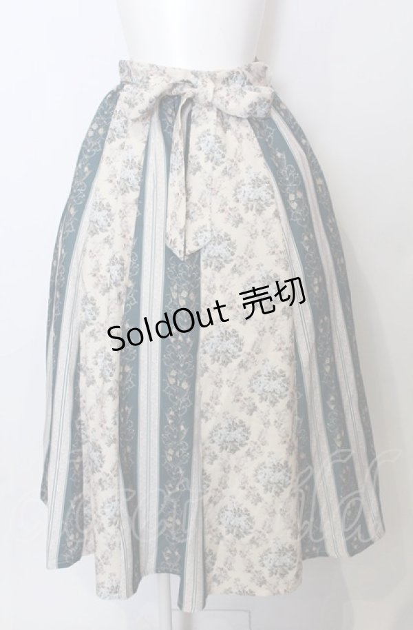 画像1: axes femme / オーナメント×花柄切替スカート  オフ×グリーン O-25-07-23-058-AX-SK-IG-ZT508 (1)