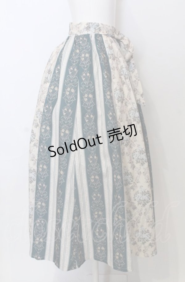 画像2: axes femme / オーナメント×花柄切替スカート  オフ×グリーン O-25-07-23-058-AX-SK-IG-ZT508 (2)