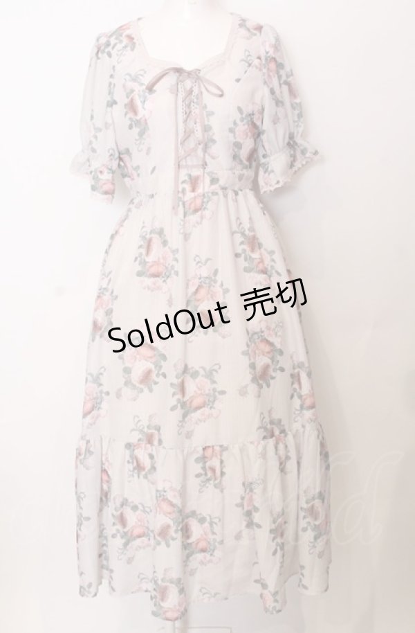 画像1: axes femme / ミルフィーユローズ柄ワンピース  オフ O-25-07-23-065-AX-OP-IG-ZT262 (1)