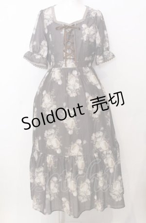 画像: axes femme / ミルフィーユローズ柄ワンピース  ブラウン O-25-07-23-066-AX-OP-IG-OS