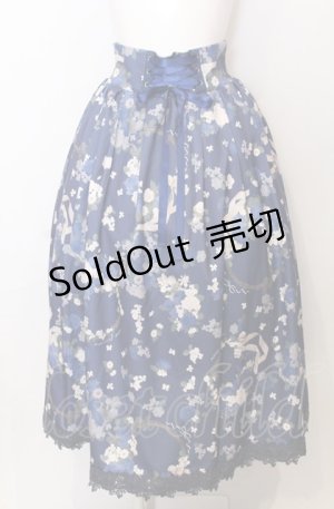 画像: axes femme / ローズリース柄スカート  ブルー O-25-07-23-068-AX-SK-IG-OS