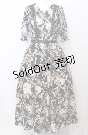 画像: axes femme NOSTALGIE / 絵画風ローズ柄ワンピース  クロ O-25-07-23-071-AX-OP-IG-OS