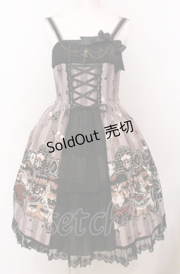 画像1: ALICE and the PIRATES / Rosy night’s Masquerade柄ジャンパースカートII  グレー O-25-07-23-010-PA-OP-IG-OS (1)