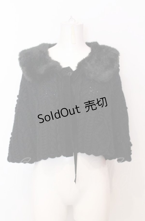 画像1: ALICE and the PIRATES / アラン編みニットケープ（2014）  クロ O-25-07-23-002-PA-JA-IG-OS (1)