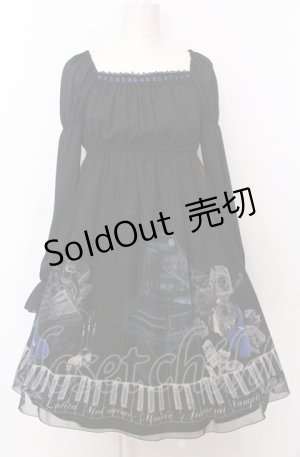 画像: Moi-meme-Moitie / チェンバロ三重奏プリントシフォンワンピース 2 ブラック×ブルー O-25-07-23-024-MO-OP-IG-OS