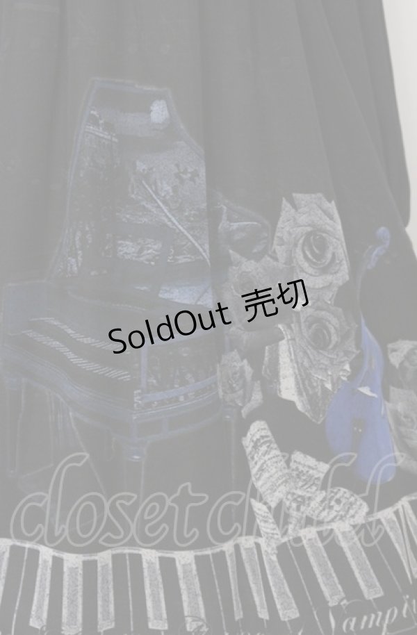 画像2: Moi-meme-Moitie / チェンバロ三重奏プリントシフォンワンピース 2 ブラック×ブルー O-25-07-23-024-MO-OP-IG-OS (2)