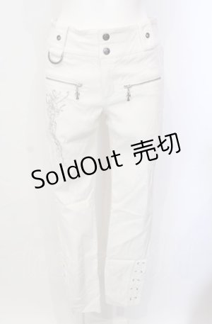 画像: Ozz Croce / エンブロイダリーストレッチデニムパンツ  ホワイト O-25-07-24-004-OO-PA-IG-OS