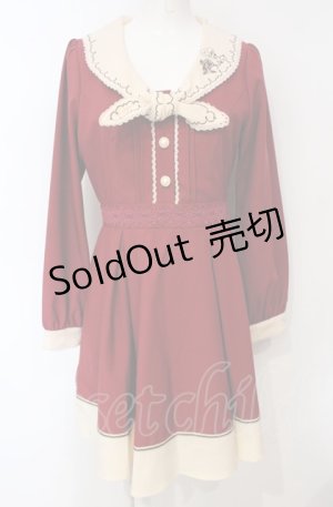 画像: axes femme / 刺繍入りセーラーワンピース M ワイン O-25-07-24-031-AX-OP-OW-OS