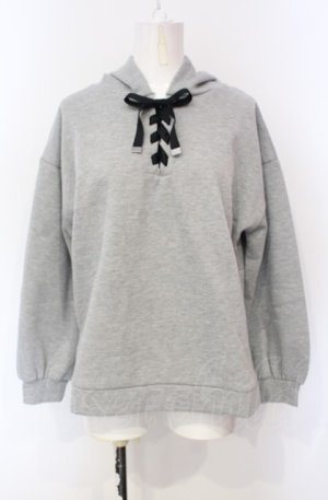 画像: axes femme / レースアップパーカープルオーバー F グレー O-25-07-24-032-AX-TO-OW-OS