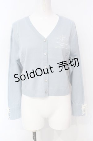 画像: axes femme / クロス刺繍ショートニットカーディガン F サックス O-25-07-24-037-AX-TO-OW-OS