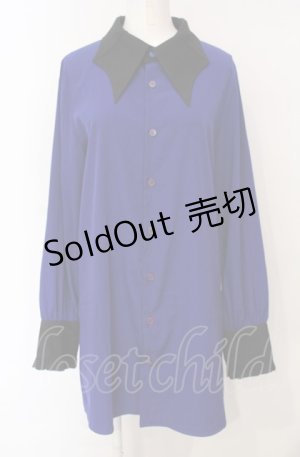 画像: Moi-meme-Moitie / 蝙蝠カラーブラウス(Men)  ブルー O-25-07-24-043-MO-BL-IG-OS