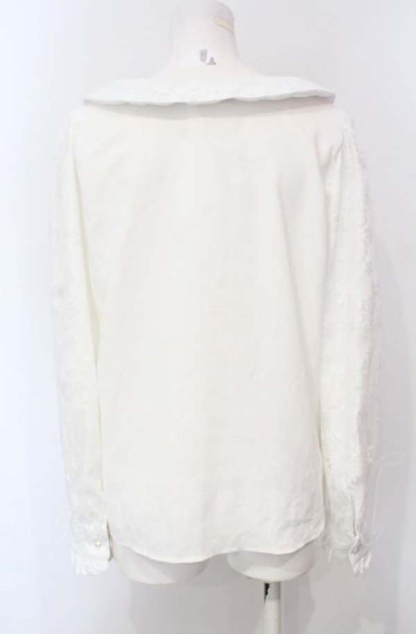 画像3: DearMyLove / 選べる衿レース重ね上品ブラウス L 角リボンホワイト O-25-07-24-053-EL-BL-IG-OS (3)