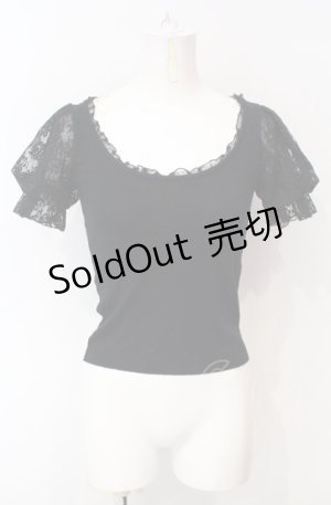 画像: JESUS DIAMANTE / パフスリーブニット切り替えインナートップス  クロ O-25-07-24-056-JE-TO-IG-OS