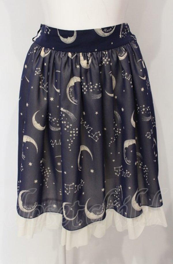画像1: Fi.n.t / MOONプリントスカート  ネイビー×アイボリー O-25-07-24-062-CA-SK-IG-ZT133 (1)