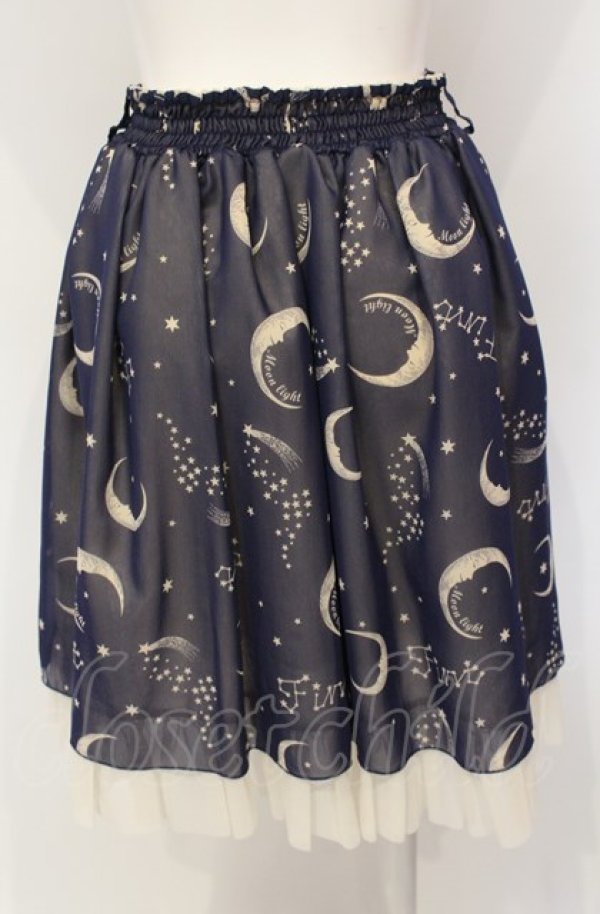 画像2: Fi.n.t / MOONプリントスカート  ネイビー×アイボリー O-25-07-24-062-CA-SK-IG-ZT133 (2)