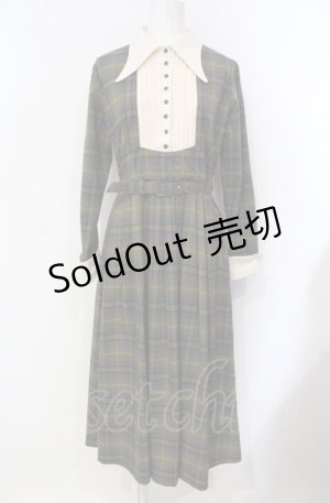 画像: an another angelus / クレリックヨーク切替チェックワンピース  グレー×イエロー O-25-07-24-064-CA-OP-IG-OS
