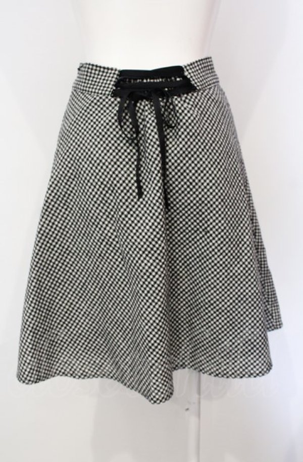 画像2: Fi.n.t / 千鳥格子フレアスカート  クロ×シロ O-25-07-24-065-CA-SK-IG-ZT104 (2)