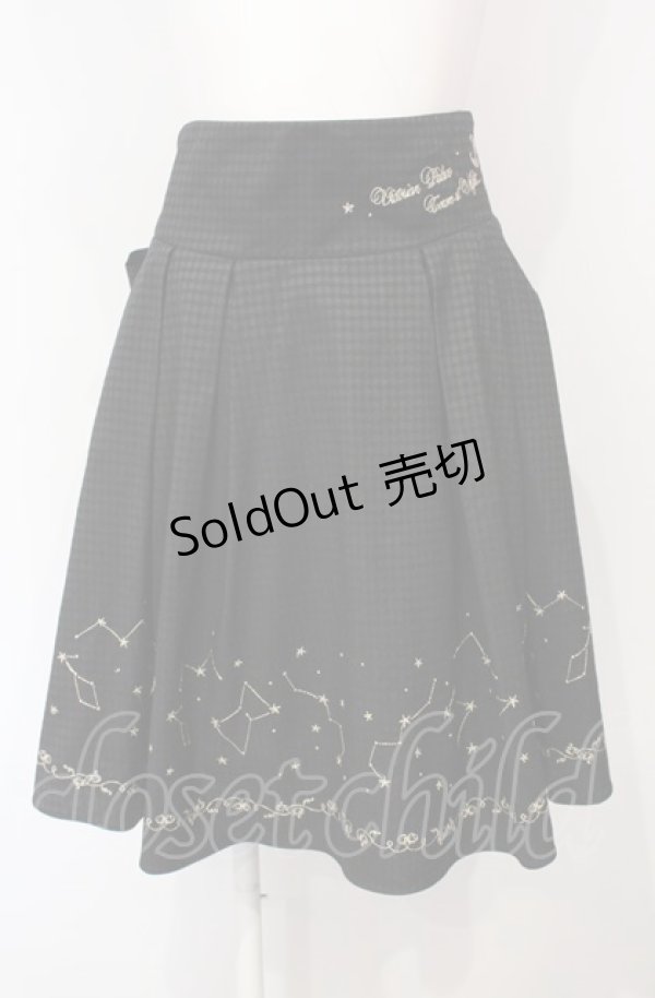 画像1: Amavel / 星座刺繍入り　チェック柄BACKリボンスカート  クロ O-25-07-24-067-CA-SK-IG-OS (1)