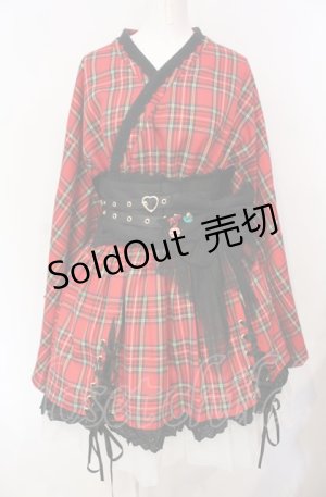 画像: To Alice / タータンチェックセパレート浴衣  アカ O-25-07-24-011-LO-OP-IG-OS