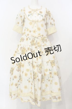 画像: PINK HOUSE / ひまわりプリントワンピース M（93cm丈） アイボリー×イエロー O-25-07-24-017-LO-OP-IG-OS