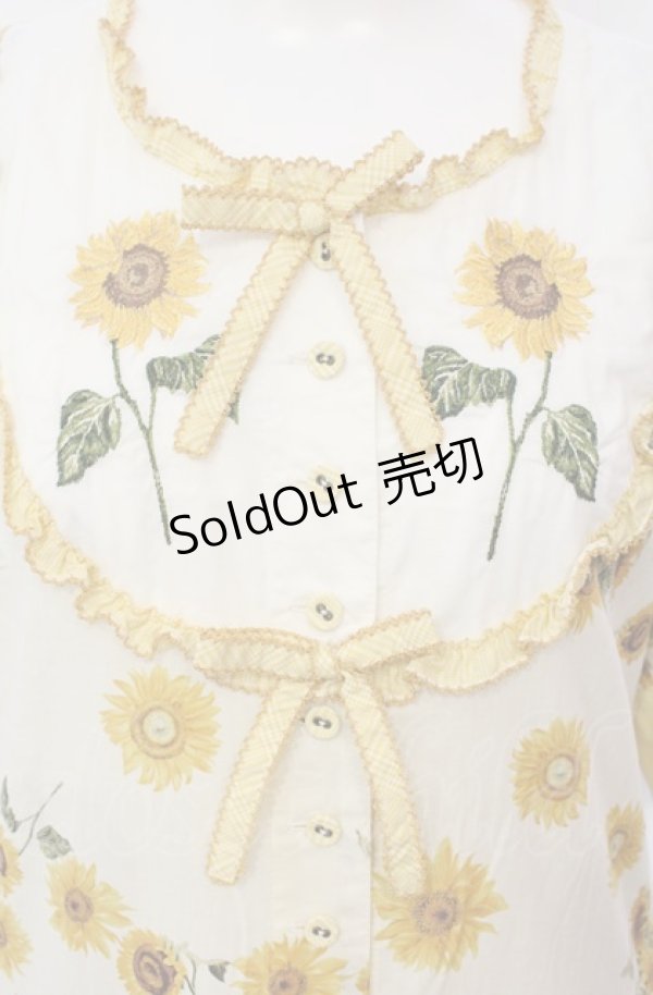 画像2: PINK HOUSE / ひまわりプリントワンピース M（93cm丈） アイボリー×イエロー O-25-07-24-017-LO-OP-IG-OS (2)