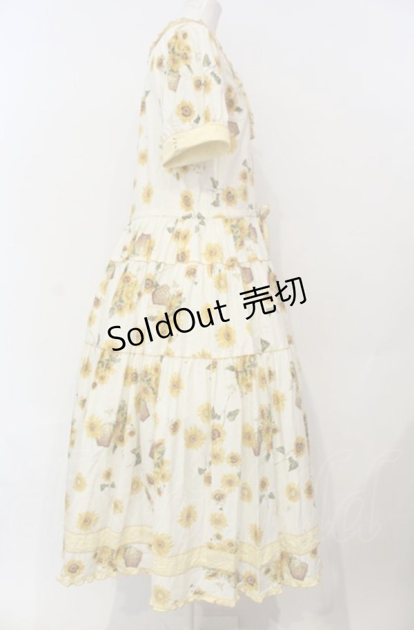 画像3: PINK HOUSE / ひまわりプリントワンピース M（93cm丈） アイボリー×イエロー O-25-07-24-017-LO-OP-IG-OS (3)