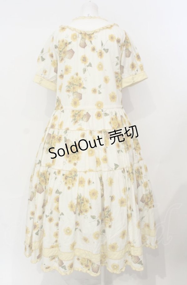 画像4: PINK HOUSE / ひまわりプリントワンピース M（93cm丈） アイボリー×イエロー O-25-07-24-017-LO-OP-IG-OS (4)