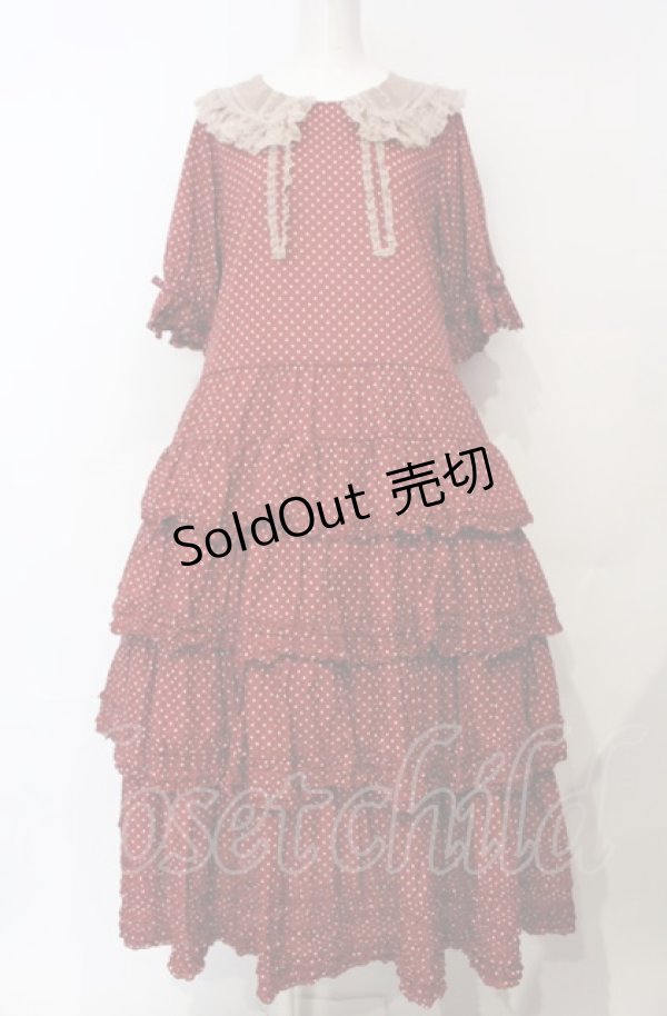 画像1: PINK HOUSE / 襟付き水玉プリントワンピース  アカ O-25-07-24-023-LO-OP-IG-OS (1)