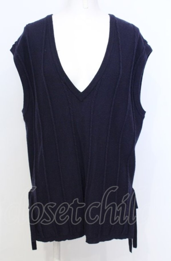 画像1: an another angelus / 細ケーブルニットベスト  ネイビー O-25-09-03-1009-CA-TO-IG-ZT010 (1)