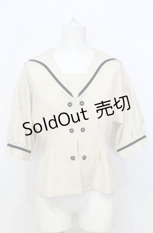 画像: an another angelus / ダブル釦セーラージャケット  生成り O-25-07-25-032-CA-BL-IG-OS