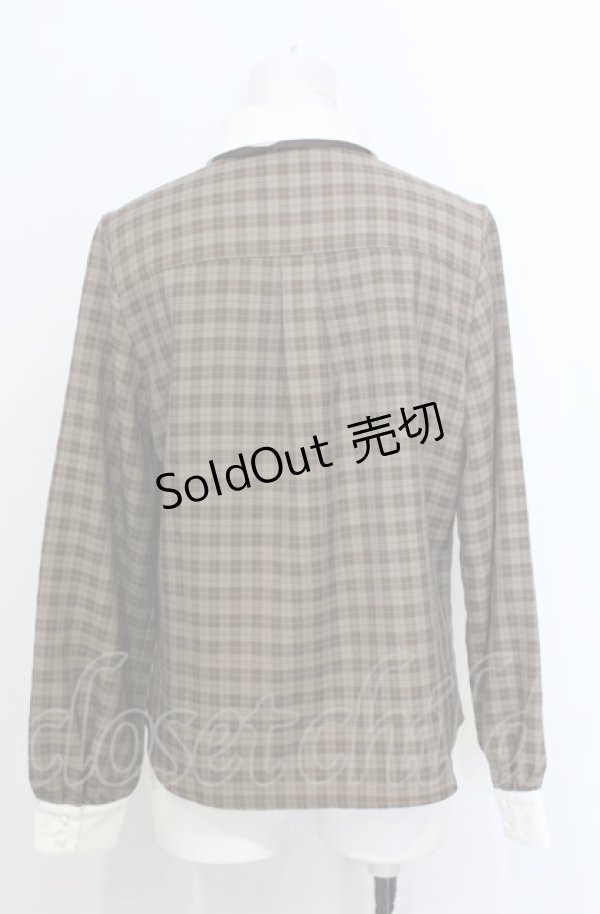 画像3: Fi.n.t / プチネクタイ付きチェックシャツ  ブラウン O-25-07-25-034-CA-BL-IG-ZT133 (3)