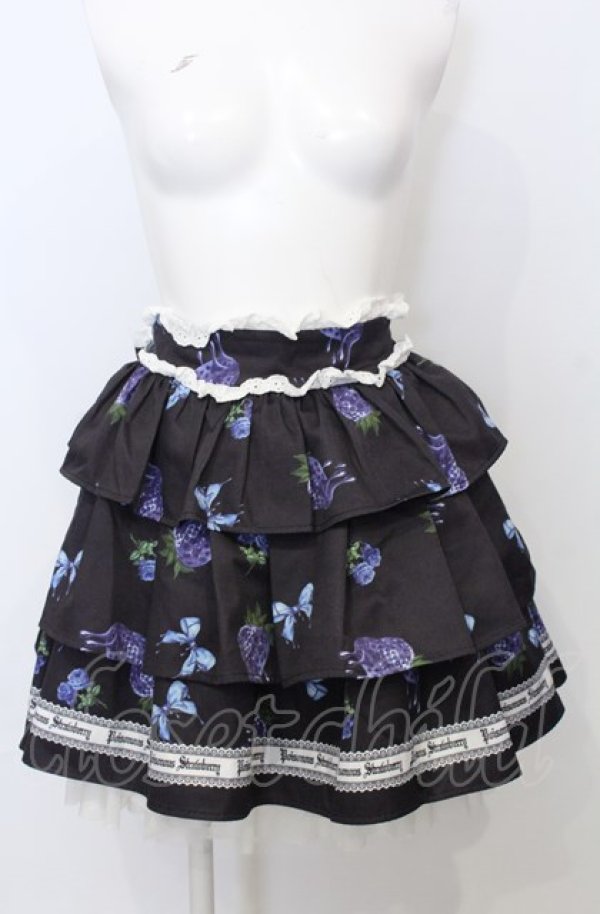 画像1: Jamieエーエヌケー / ゴシックメルトストロベリースカート  クロ×ブルー O-25-07-25-041-LO-SK-IG-ZY (1)