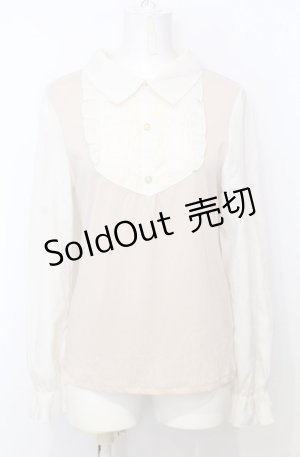 画像: axes femme / シフォンスリーブフリルレースプルオーバー M ピンク×キナリ O-25-07-25-008-AX-TO-OW-OS