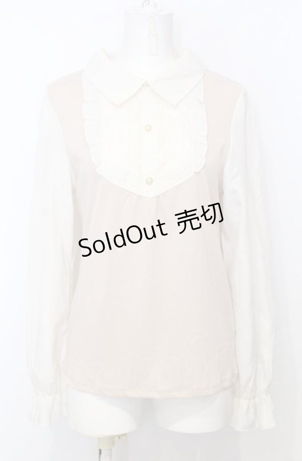 画像1: axes femme / シフォンスリーブフリルレースプルオーバー M ピンク×キナリ O-25-07-25-008-AX-TO-OW-OS (1)