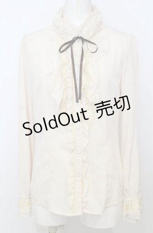 画像: axes femme / バラ襟付きフリルブラウス M キナリ O-25-07-25-011-AX-BL-OW-OS