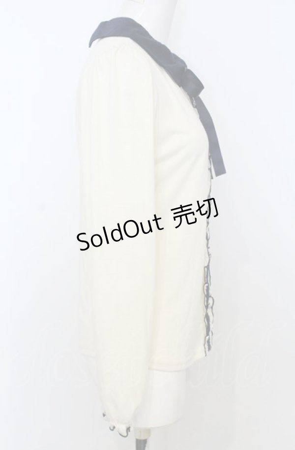 画像2: axes femme POETIQUE / 襟刺繍プルオーバー M キナリ×ネイビー O-25-07-25-016-AX-TO-OW-OS (2)
