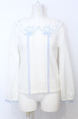 画像: LIZ LISA / ハートリースリボン刺繍トップス M シロ×サックス O-25-07-25-017-LO-TO-OW-OS