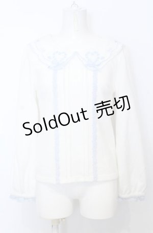 画像: LIZ LISA / ハートリースリボン刺繍トップス M シロ×サックス O-25-07-25-017-LO-TO-OW-OS