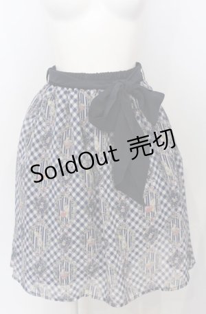 画像: axes femme POETIQUE / フラワーフレームギンガムスカート M ネイビー O-25-07-25-027-AX-SK-OW-OS