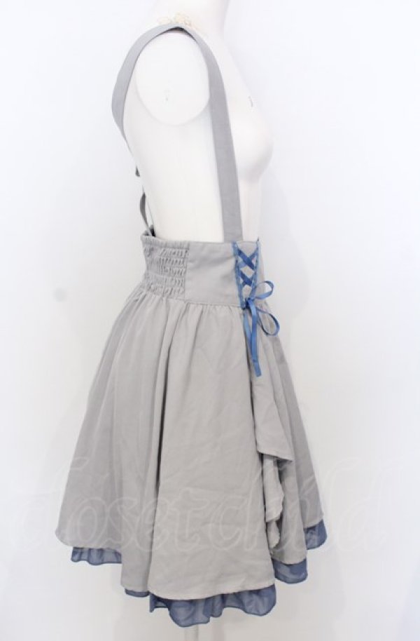 画像2: axes femme POETIQUE / サス付きサイド編み下げスカート M グレー×アオ O-25-07-25-028-AX-SK-OW-ZT509 (2)