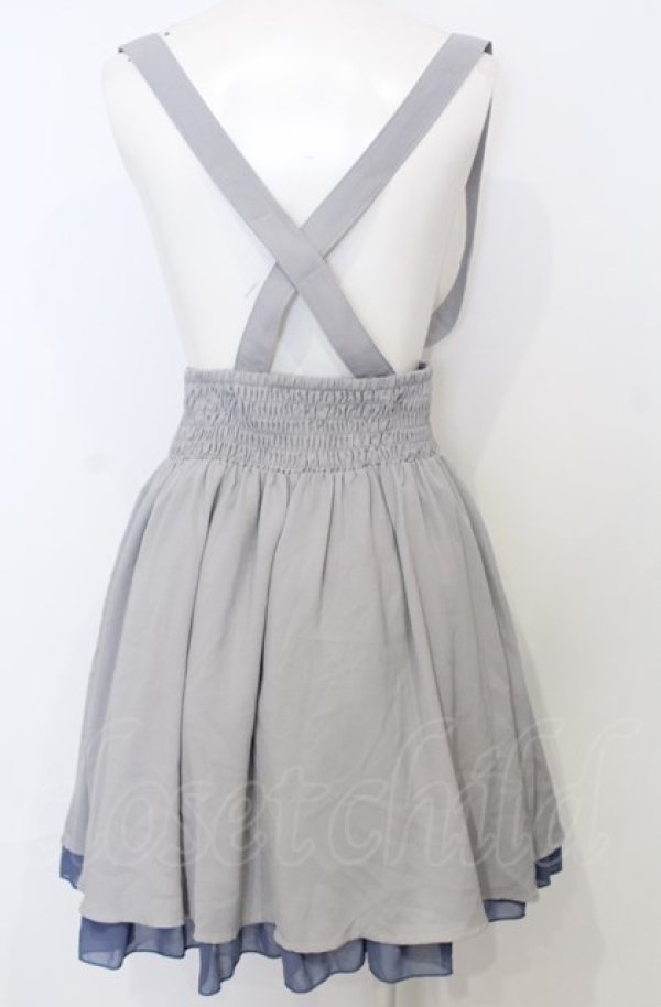 画像3: axes femme POETIQUE / サス付きサイド編み下げスカート M グレー×アオ O-25-07-25-028-AX-SK-OW-ZT509 (3)