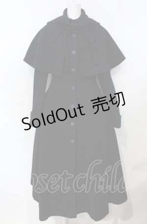 画像: ATELIER BOZ / ケープ付ロングコート  ブラック O-25-07-26-001-EL-CO-IG-OS