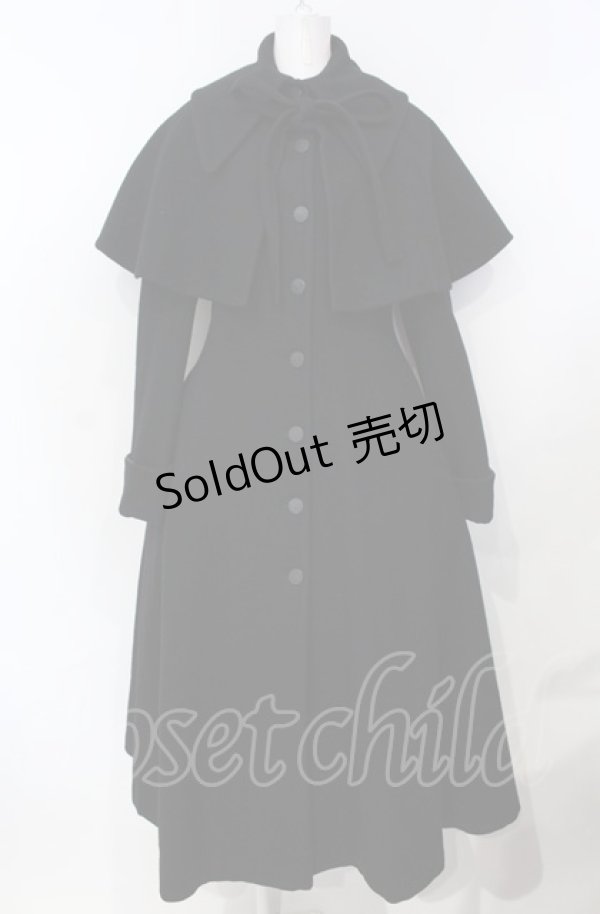 画像1: ATELIER BOZ / ケープ付ロングコート  ブラック O-25-07-26-001-EL-CO-IG-OS (1)