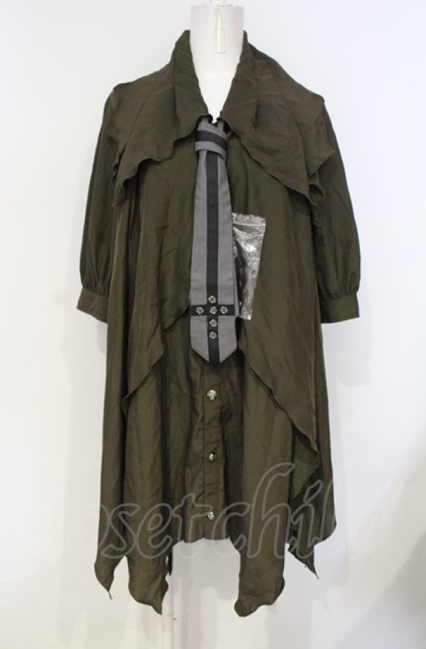 画像1: ALGONQUINS / タイつきオーバーブラウス  カーキグリーン O-25-07-26-027-AL-BL-IG-OS (1)